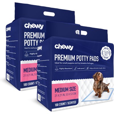 Chewy Made Chewy Made Medium Premium Dog Training & Potty Pads (FORMERLY FRISCO), 21 x 21-in, Floral Scented, 100 count, bundle of 2