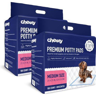 Chewy Made Chewy Made Medium Premium Dog Training & Potty Pads (FORMERLY FRISCO), 21 x 21-in, Unscented, 100 count, bundle of 2