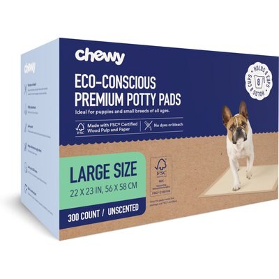 Chewy Made Chewy Made Large Eco-Conscious Dog Training & Potty Pads (FORMERLY FRISCO), 22 x 23-in, Unscented, 300 count