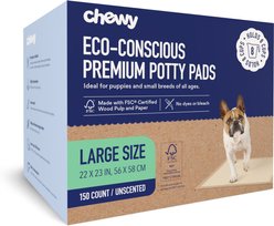 Chewy Made Large Eco-Conscious Dog Training & Potty Pads (FORMERLY FRISCO), 22 x 23-in, Unscented, 150 count