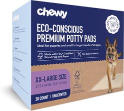 Chewy Made XX-Large Eco-Conscious Dog Training & Potty Pads (FORMERLY FRISCO), 27.5 x 44-in, Unscented, 30 count