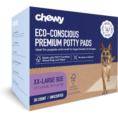 Chewy Made Chewy Made XX-Large Eco-Conscious Dog Training & Potty Pads (FORMERLY FRISCO), 27.5 x 44-in, Unscented, 30 count