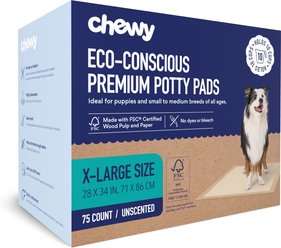 Chewy Made X-Large Eco-Conscious Dog Training & Potty Pads (FORMERLY FRISCO), 28 x 34-in, Unscented, 75 co...