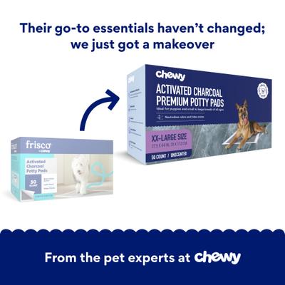 Show full view: Chewy Made XX-Large Charcoal Dog Training & Potty Pads (FORMERLY FRISCO), 27.5 x 44-in, Unscented, 50 count slide 2 of 10