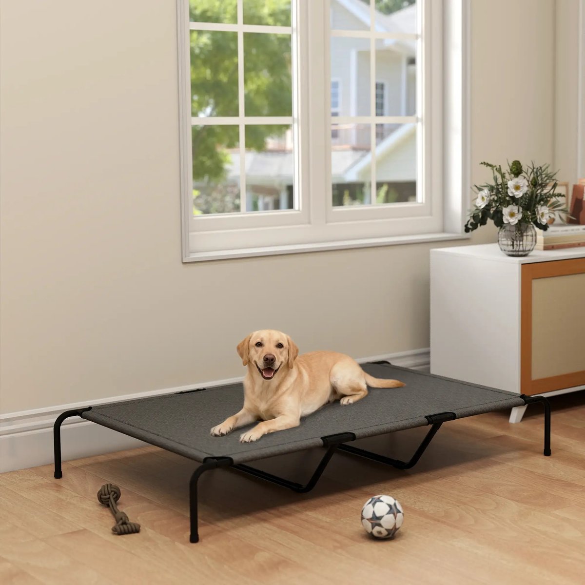 Trygoal Elevated Outdoor Cooling Dog Bed, Grey, Large