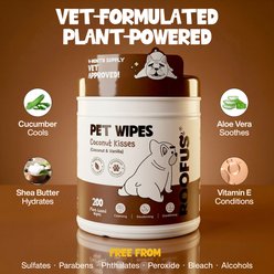 Roofus Coconut Kisses Deodorizing Dog Grooming Wipes, 200 count slide 2 of 6