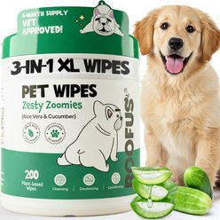 Roofus Zesty Zoomies Scented Dog Grooming Wipes, 200 count