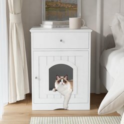Bencmate Wooden Cat Litter Box Enclosure, White