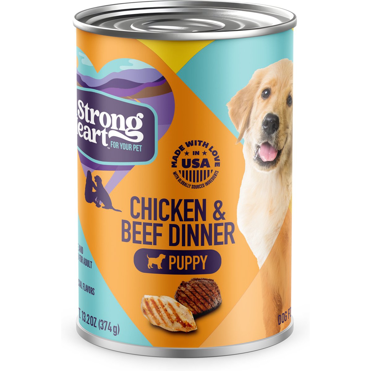 A Strong Heart Chicken & Beef Dinner Puppy Wet Dog Food, 13.2-oz can, case of 12