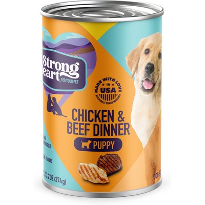 A Strong Heart A Strong Heart Chicken & Beef Dinner Puppy Wet Dog Food, 13.2-oz can, case of 12