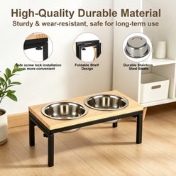 Newget Neck Support Food & Water Stainless Steel Dog & Cat Elevated Double Bowl Feeder with Stand, Medium slide 2 of 8