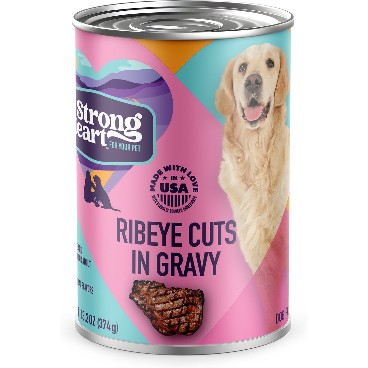 A Strong Heart Ribeye Cuts in Gravy Wet Dog Food, 13.2-oz can, case of 12