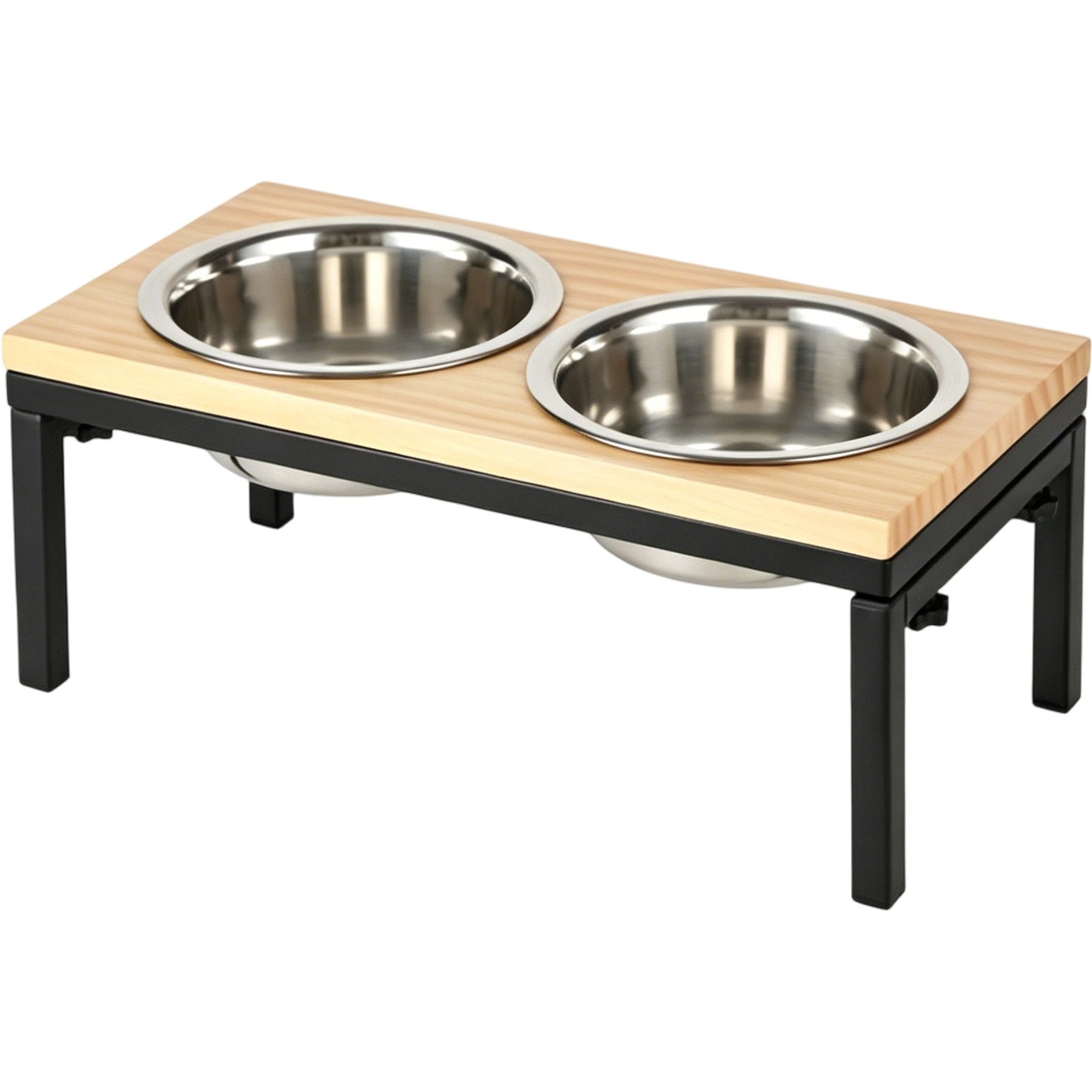 Newget Neck Support Food & Water Stainless Steel Dog & Cat Elevated Double Bowl Feeder with Stand, Medium