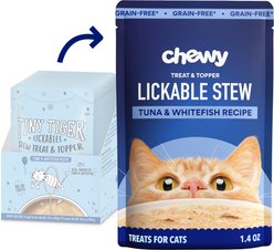 Chewy Made Lickables Stew Tuna & Whitefish Recipe Cat Treat & Topper (FORMERLY TINY TIGER), 1.4-oz pouch, case of 12