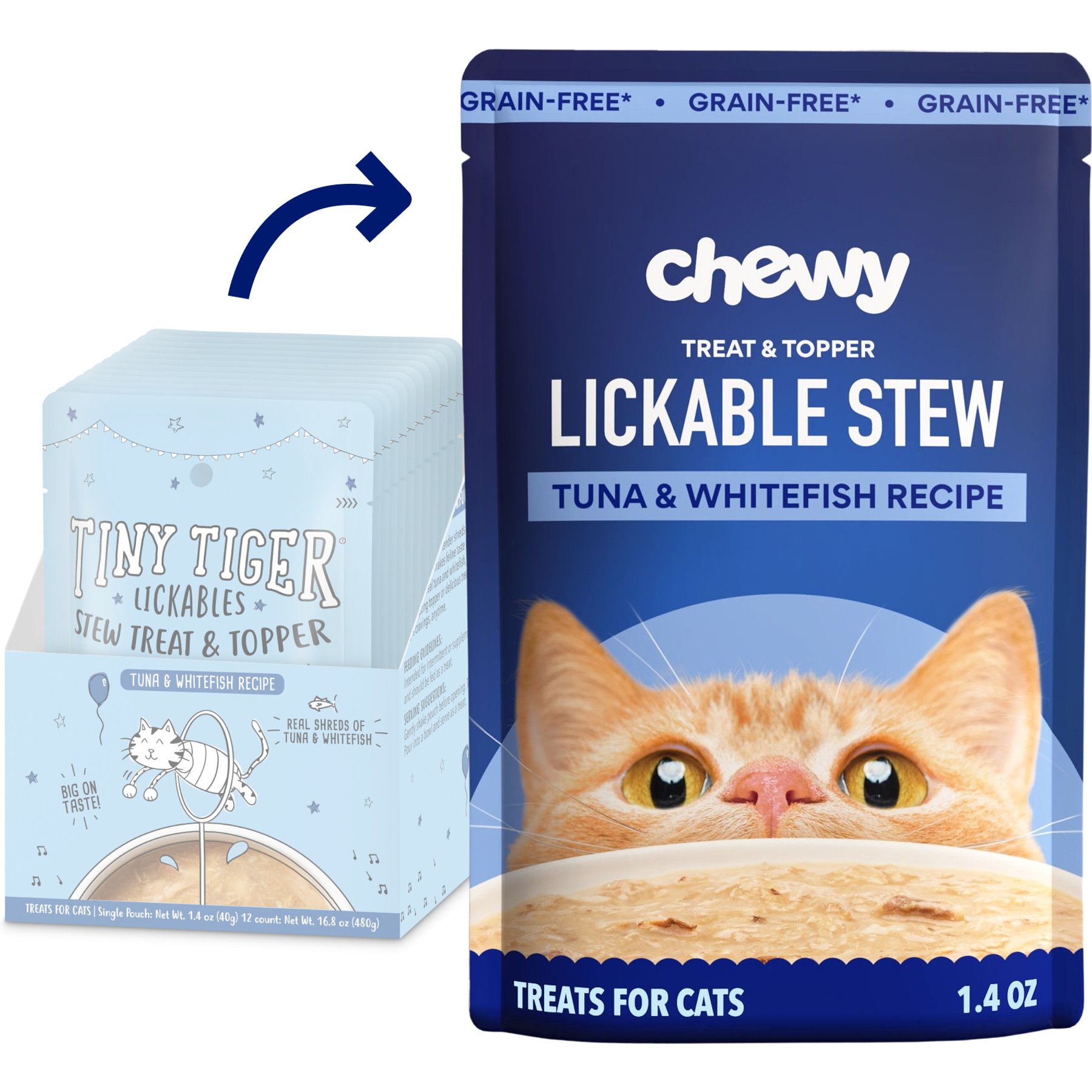 Chewy Made Lickables Stew Tuna & Whitefish Recipe Cat Treat & Topper (FORMERLY TINY TIGER), 1.4-oz pouch, bundle of 36