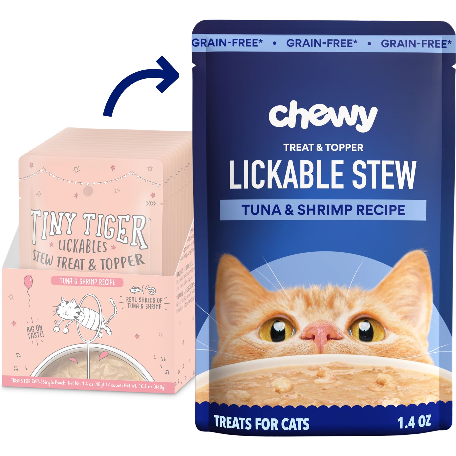 Chewy Made Lickables Stew Tuna & Shrimp Recipe Cat Treat & Topper (FORMERLY TINY TIGER), 1.4-oz pouch, bundle of 24