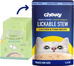 Chewy Made Lickables Stew Senior Formula Chicken & Tuna Recipe Cat Treat & Topper (FORMERLY TINY TIGER), 1.4-oz pouch, case of 12