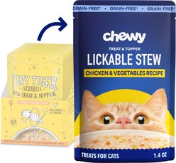 Chewy Made Lickables Stew Chicken & Veggies Recipe Cat Treat & Topper (FORMERLY TINY TIGER), 1.4-oz pouch, case of 12