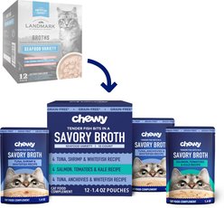 Chewy Made Broths Seafood Variety Pack Wet Cat Food Complement Pouches, 1.4-oz pouch, case of 12