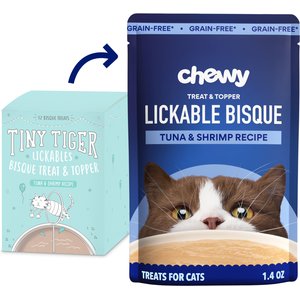 Chewy Made Lickables Bisque Tuna & Shrimp Recipe Cat Treat & Topper (FORMERLY TINY TIGER), 1.4-oz pouch, case of 12