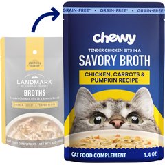 Chewy Made Broths Chicken, Carrots & Pumpkin Recipe Wet Cat Food Complement Pouches, 1.4-oz pouch, case of 16