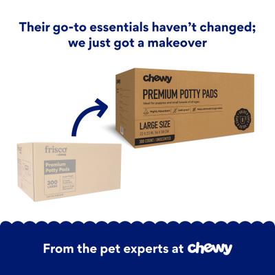 Show full view: Chewy Made Large Premium Dog Training & Potty Pads (FORMERLY FRISCO), 22 x 23-in, Unscented, 300 count slide 2 of 10