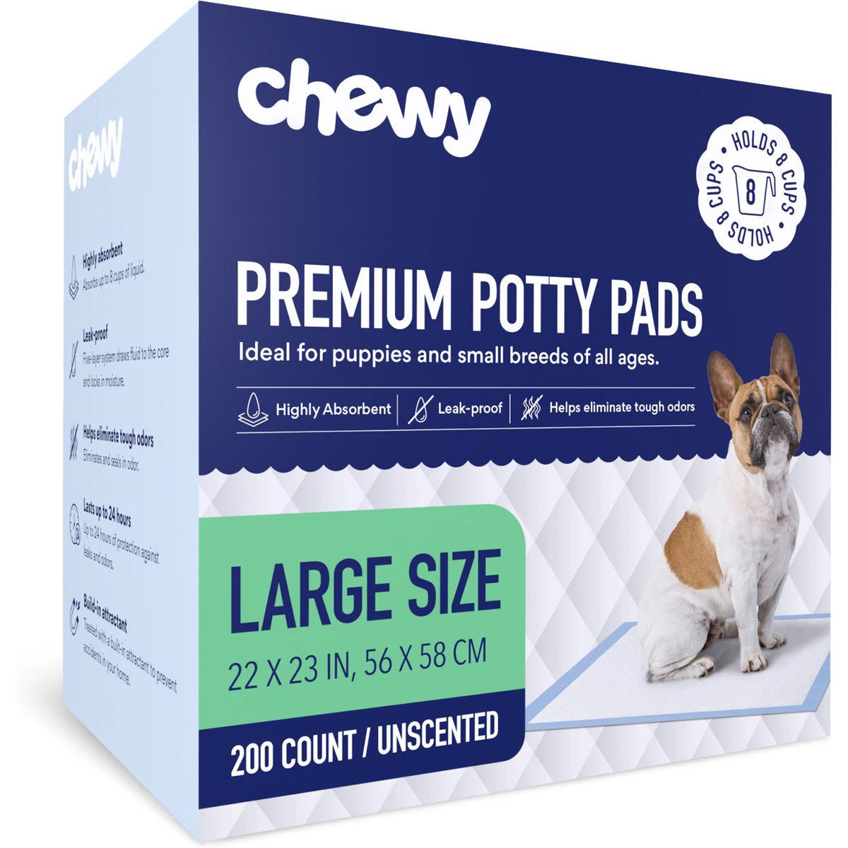 Chewy Made Large Premium Dog Training & Potty Pads (FORMERLY FRISCO), 22 x 23-in, Unscented, 200 count