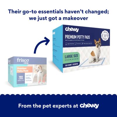 Show full view: Chewy Made Large Premium Dog Training & Potty Pads (FORMERLY FRISCO), Scented, 150 count slide 2 of 10