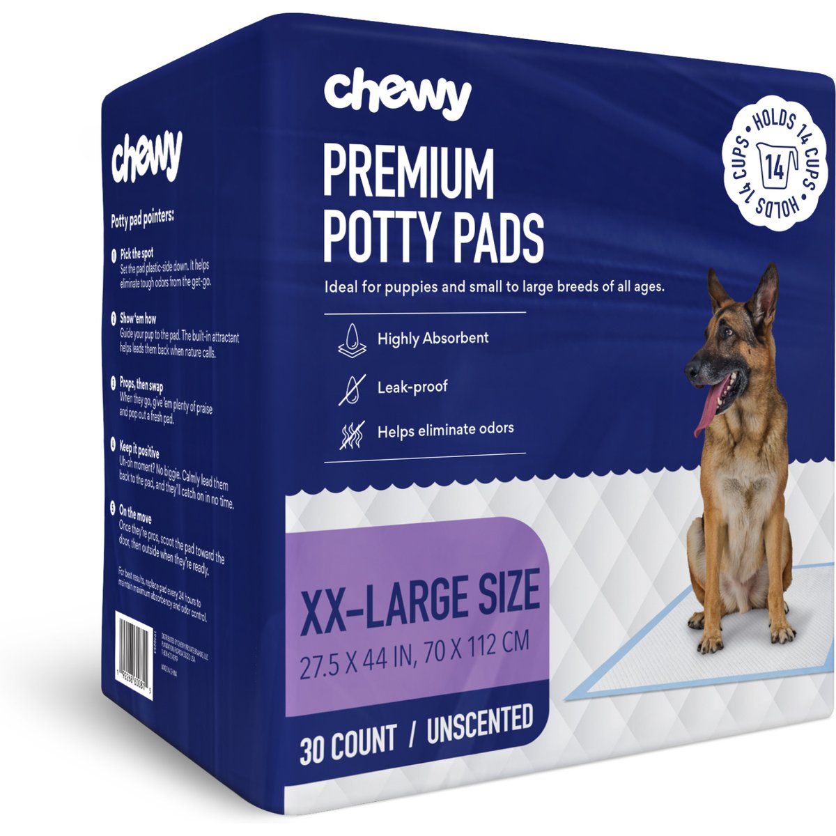 Chewy Made XXL Premium Dog Training & Potty Pads (FORMERLY FRISCO), 27.5 x 44-in, Unscented, 30 count
