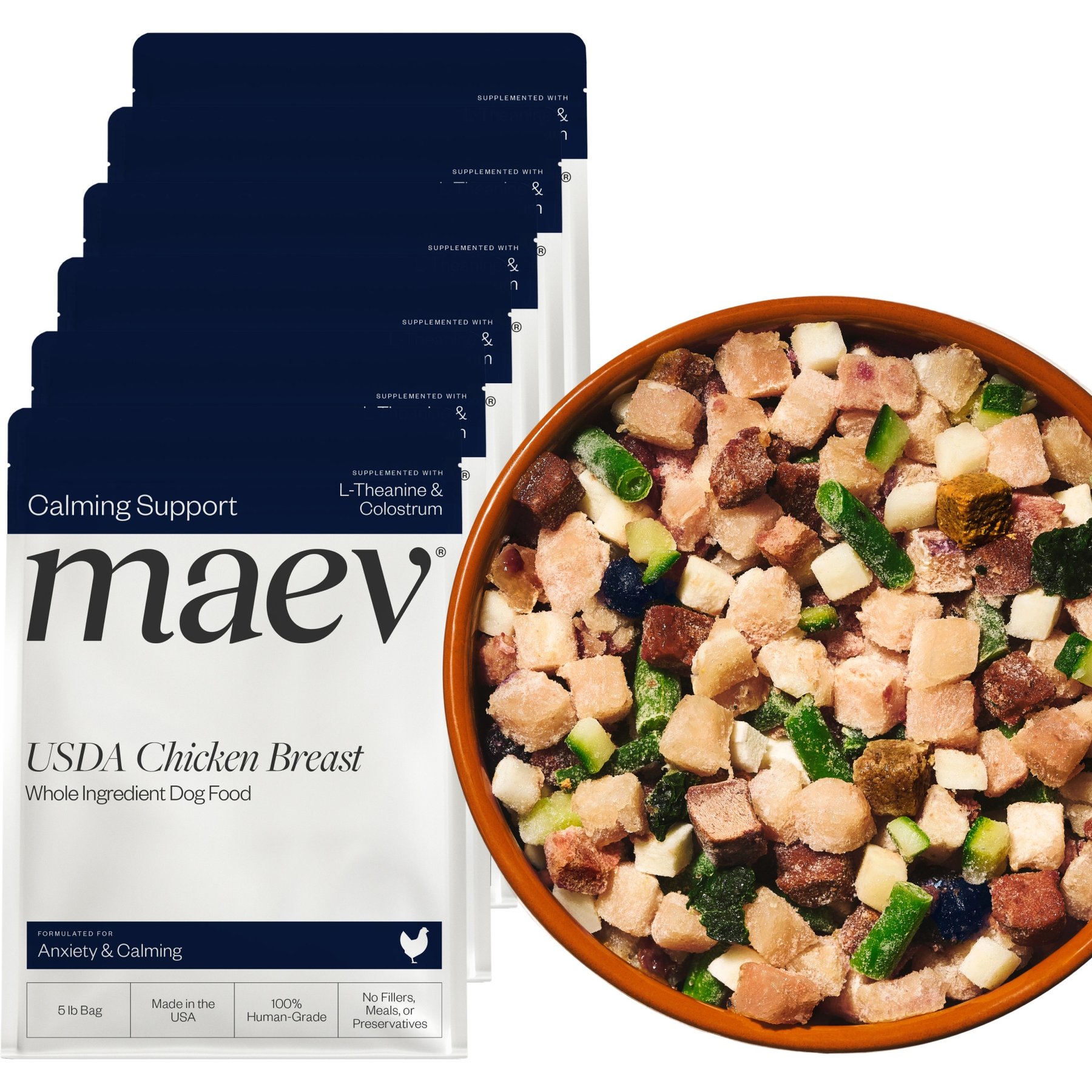 Maev Anxiety & Calming Fresh Frozen Raw Human-Grade Chicken Dog Food, 30-lb bundle