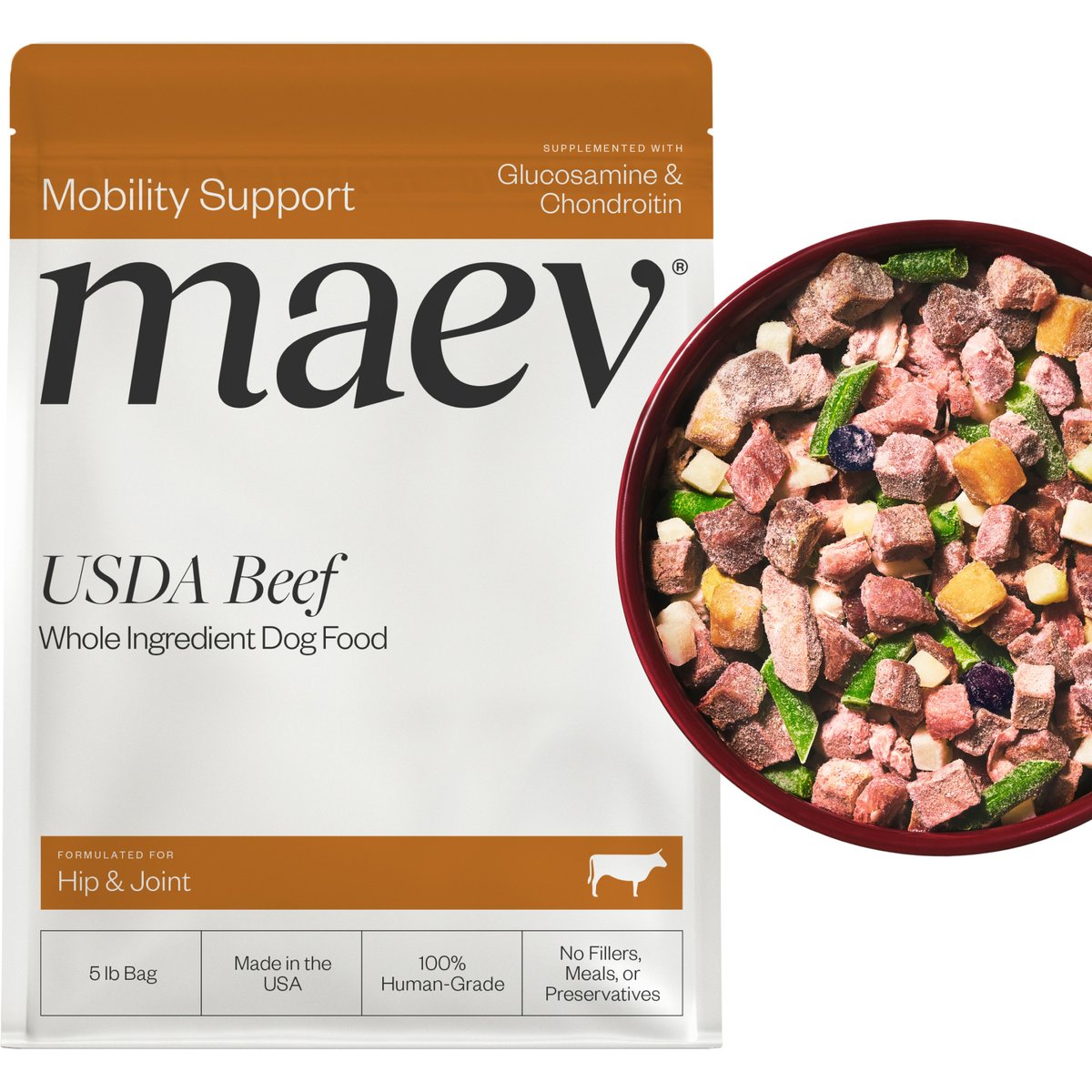Maev Hip & Joint Human-Grade Raw Frozen Beef Dog Food, 5-lb bag