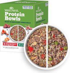 Wellness Protein Bowls Adult Wholesome Grains Beef & Lamb Value Pack Fresh Alternative Dog Food, 6.2-oz pouch, case of 6