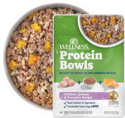 Wellness Protein Bowls Adult Wholesome Grains Chicken, Quinoa & Pumpkin Fresh Alternative Dog Food, 6.2-oz pouch, case of 6