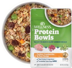 Wellness Protein Bowls Adult Wholesome Grains Turkey, Cranberries & Peas Fresh Alternative Dog Food, 6.2-oz pouch, case of 6