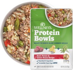 Wellness Protein Bowls Adult Wholesome Grains Beef, Potato & Green Beans Fresh Alternative Dog Food, 6.2-oz pouch, case of 6