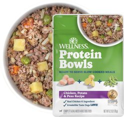 Wellness Protein Bowls Adult Wholesome Grains Chicken, Potato & Peas Fresh Alternative Dog Food, 6.2-oz pouch, case of 6