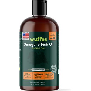 Wuffes Advanced Omega 3 Fish Oil with Natural EPA & DHA for Skin & Coat, Joint, Digestion & Immune Support Liquid Supplement for Dogs, 16-fl oz bottle