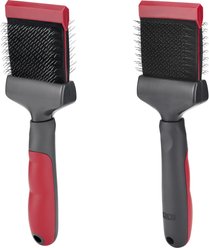 KONG Double-Sided Flexible Dog Slicker Brush, Grey/Red, Large