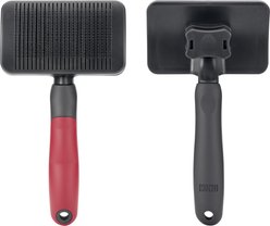 KONG Self-Cleaning Dog Slicker Brush, Grey/Red, Large