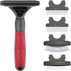 KONG 4-in-1 Interchangeable Dog Brush, Grey/Red, Medium