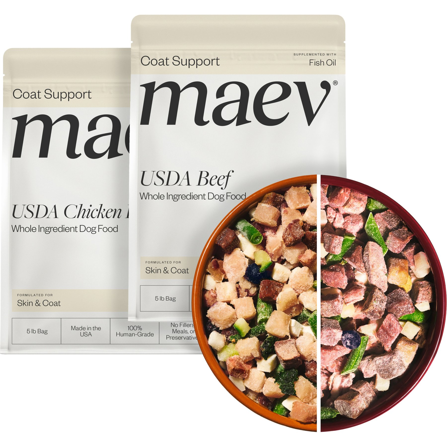 Maev Skin & Coat Fresh Frozen Raw Human-Grade Variety Pack Dog Food, 10-lbs Beef, 5-lbs Chicken