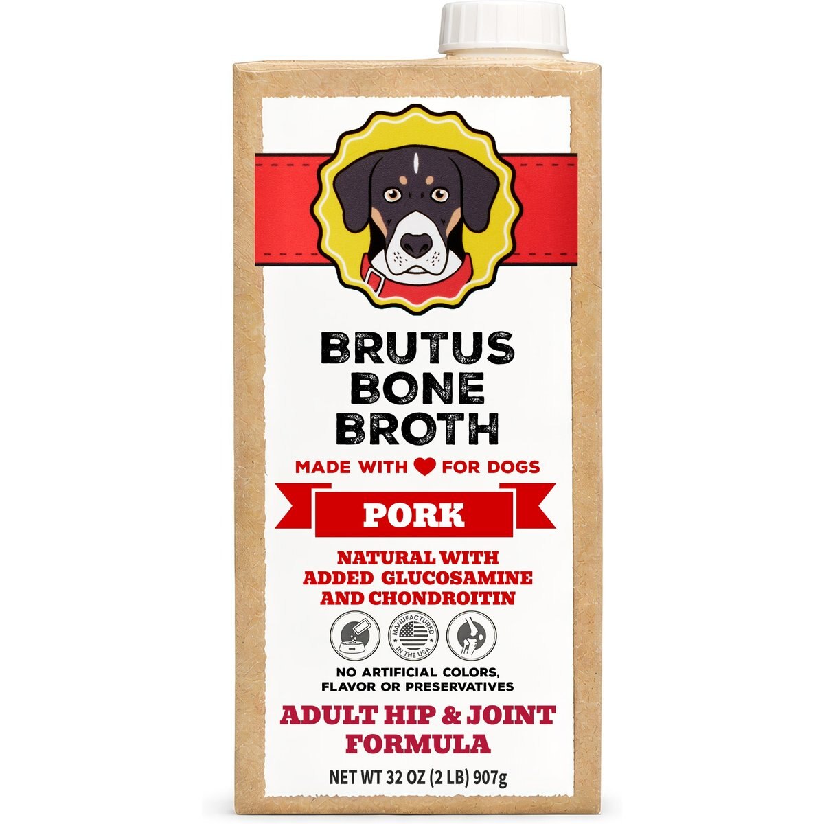 Brutus Broth Pork Bone Broth Hip & Joint with Glucosamine Dog Food Topper, 32-oz box