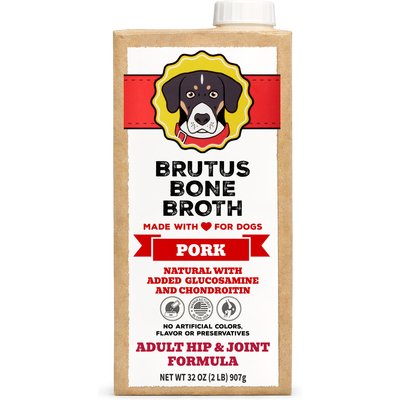 Brutus Broth Brutus Broth Pork Bone Broth Hip & Joint with Glucosamine Dog Food Topper, 32-oz box