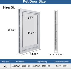CEESC Premium PVC Plastic Indoor Dog Door with Soft Transparent Magnetic Flap & Snap-in Closing Panel, White, X-Large slide 2 of 6