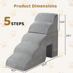 Bencmate Non-Slip 5-Step Indoor Dog Stairs with Washable Cover, Grey slide 2 of 8