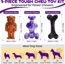 FrienHund Beef Flavor Tough Nylon Dog Chew Toy, Purple/Blue/Orange, 3 count slide 2 of 9