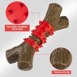 FrienHund Dual Texture for Aggressive Chewers Beef Flavor Nylon & Rubber Tough Chew Dog Toy, Red/Brown slide 2 of 8