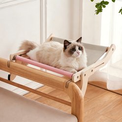 DOPZER Indoor Solid Wood Space-Saving Hanging Elevated Cat Hammock Bed, 18.5 x 15 x 8.3-in, Pink