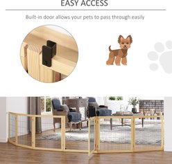 Bencmate 6 Panel Foldable Wooden Free-standing Dog Gate, Brown, 170-in slide 2 of 7