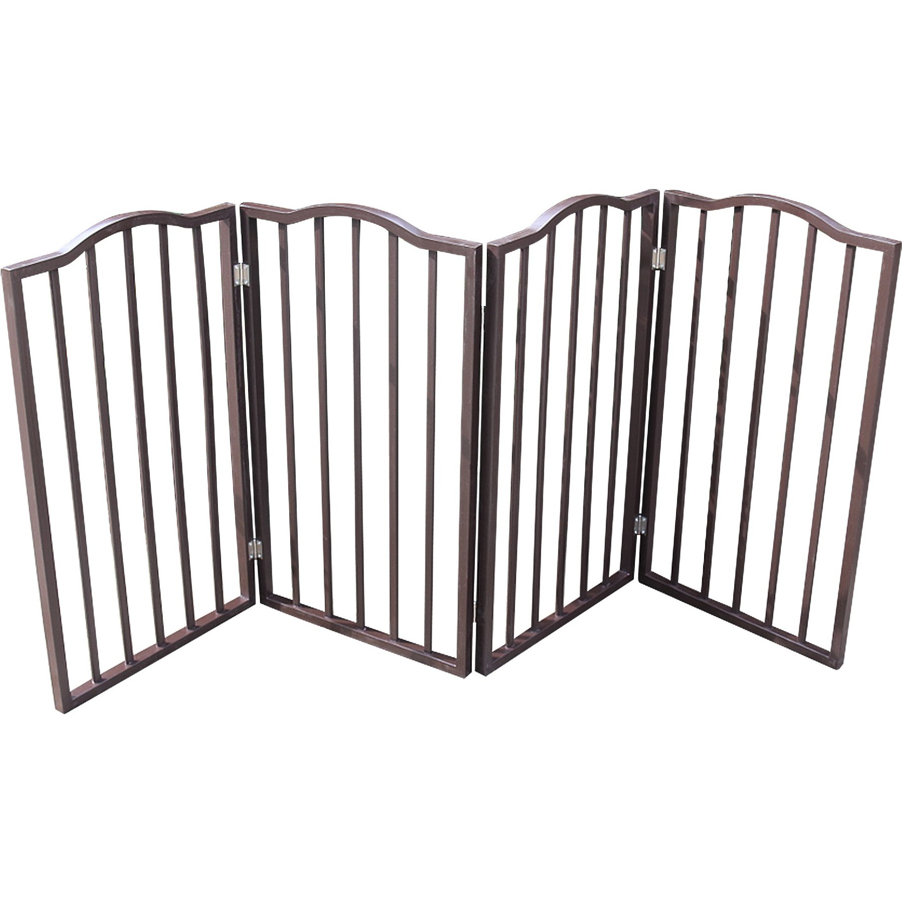 Bencmate Folding Wooden Free-standing Dog Gate, 24 x 72.4-in, Brown